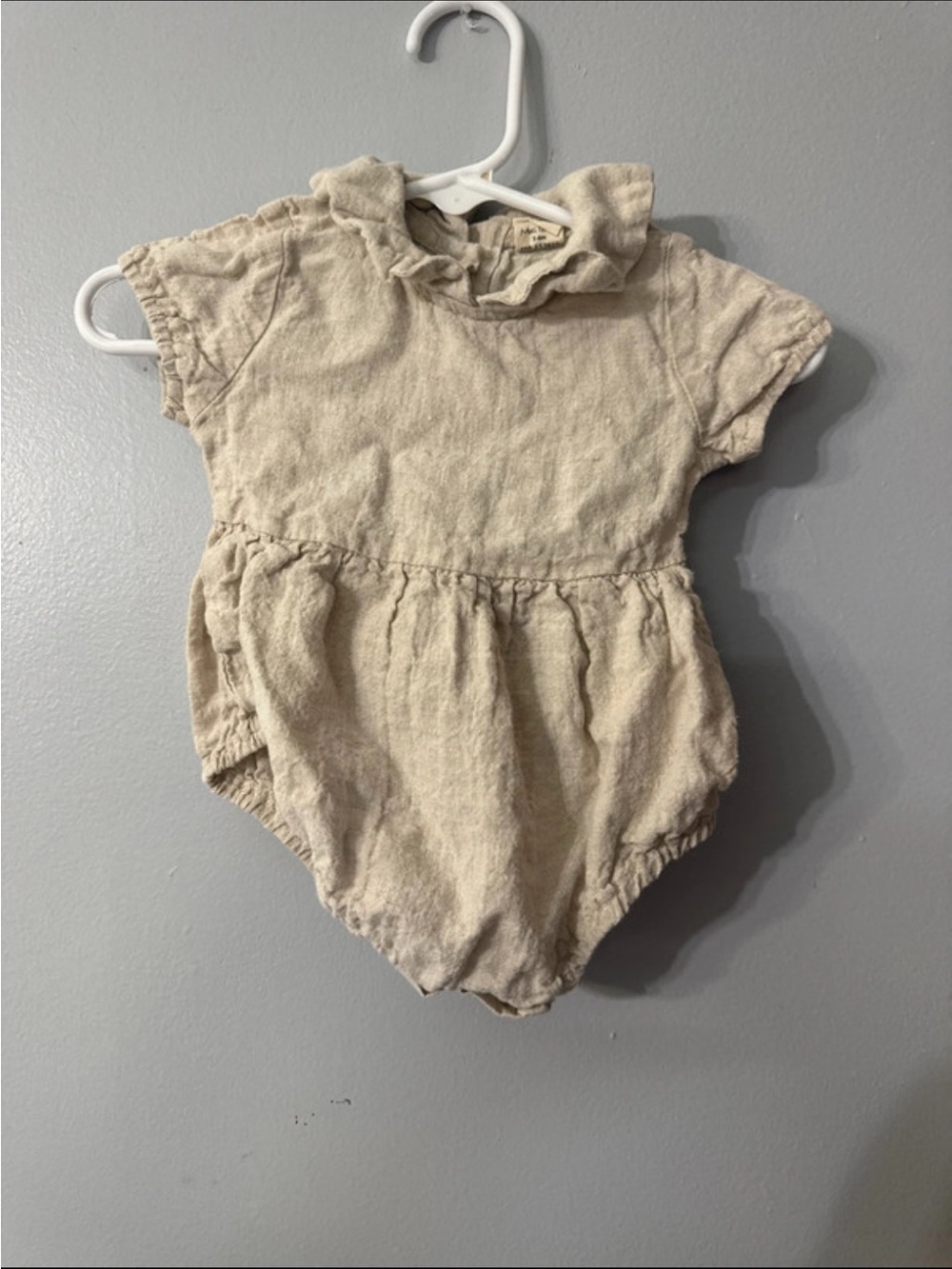 🤍 Mali Wear Linen Bubble Romper – 3–6M 🤍